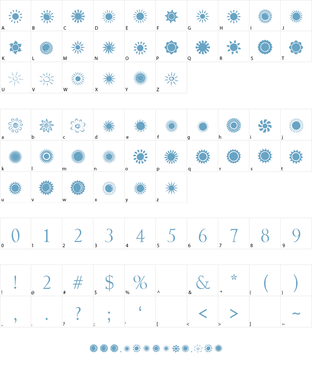 Suns and Stars Font Character